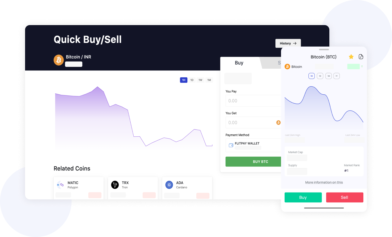 Buy/sell your favorite cryptocurrencies instantly